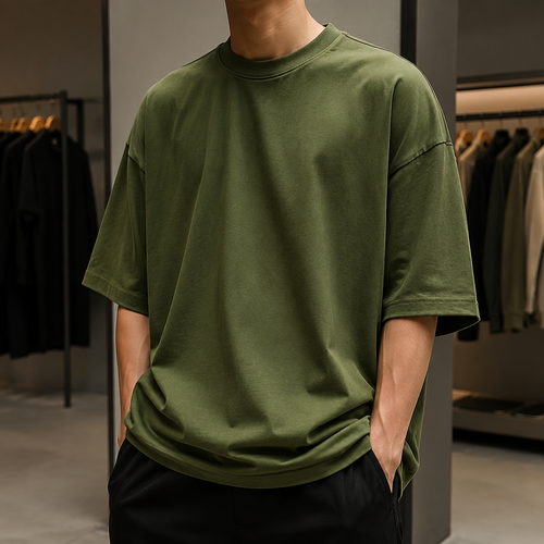 تیشرت بیسیک قوارهدار (Oversized) | رنگ سبز چمنی (Army Green) | Forest Green Oversized Essential Tee