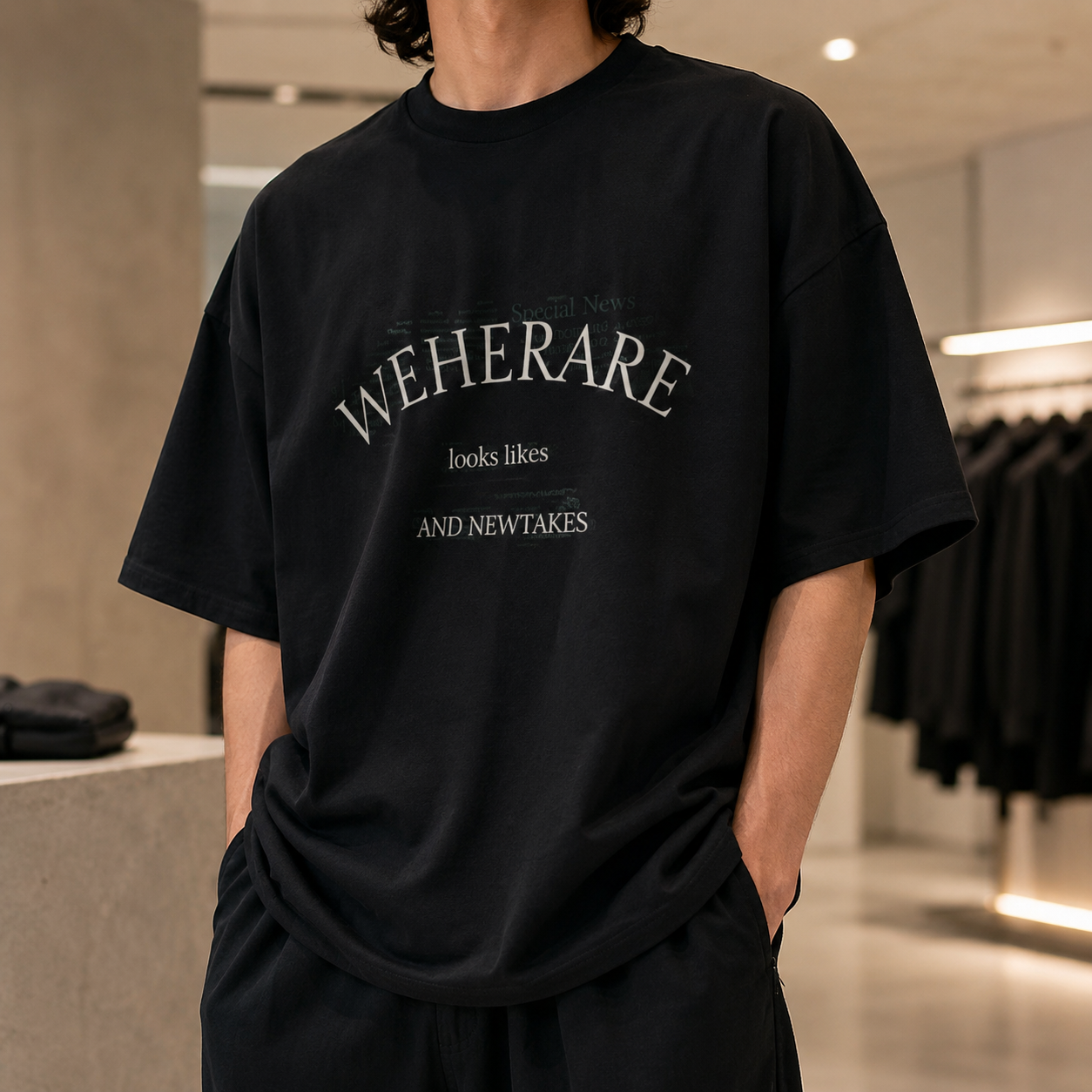 تی‌شرت مشکی لش با استایل خیابانی و طرح گرافیکی WEHERARE | Black Urban Oversized Graphic Tee - WEHERARE Design