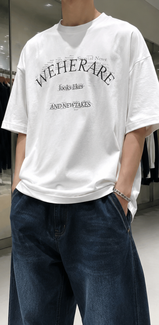 تی‌شرت لش باکسی با چاپ گرافیکی مدرن WEHERARE | رنگ سفید | Premium White Boxy-Fit Graphic Tee (WEHERARE Collection)