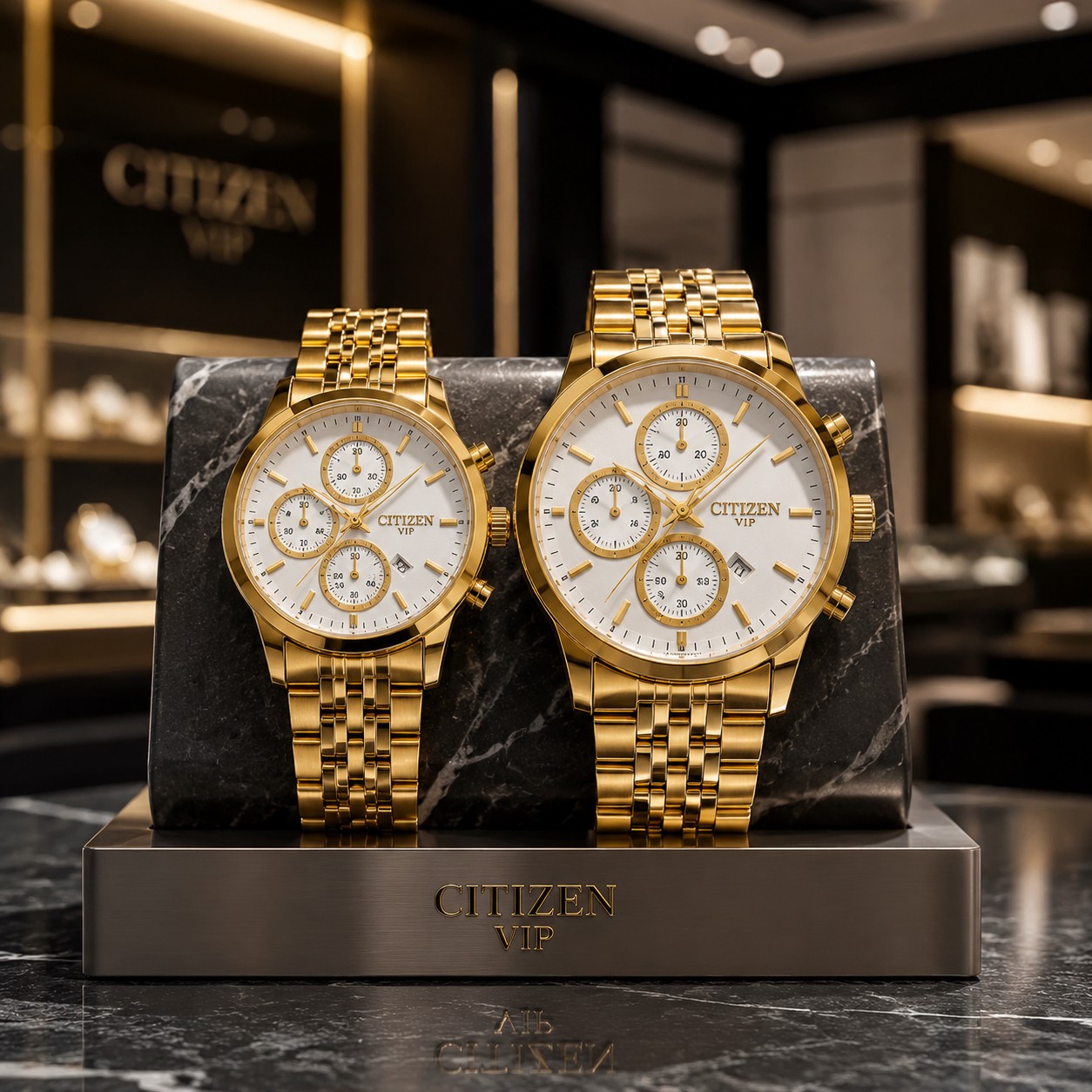 ساعت Citizen VIP مدل Chronograph بند طلایی ، طراحی کلاسیک کرنوگرافی