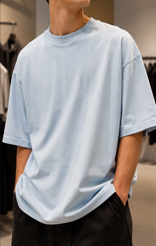 تیشرت باکسی (Oversize) قوارهدار رنگ آبی آسمانی روشن (Baby Blue) Light Sky Blue Oversized Essential Tee