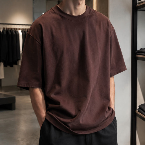 تیشرت بیسیک قوارهدار (Oversized) رنگ قهوهای تیره (Dark Chocolate) Dark Chocolate Premium Oversized Tee