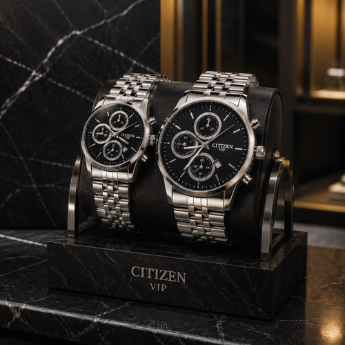 ساعت Citizen VIP مدل Chronograph بند استیل نقره ای، طراحی کلاسیک کرنوگرافی