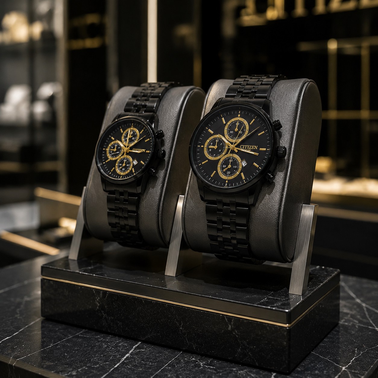 ساعت Citizen VIP مدل Chronograph بند مشکی استیل ، طراحی کلاسیک کرنوگرافی
