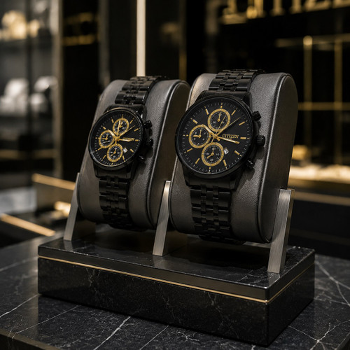ساعت Citizen VIP مدل Chronograph بند مشکی استیل ، طراحی کلاسیک کرنوگرافی