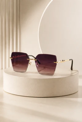 عینک آفتابی زنانه Rimless مدل Luxury Infinity با لنز Smoke Violet