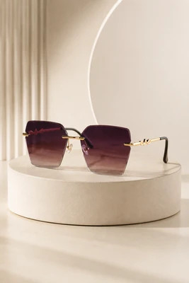 عینک آفتابی زنانه Rimless مدل Luxury Infinity با لنز Smoke Violet