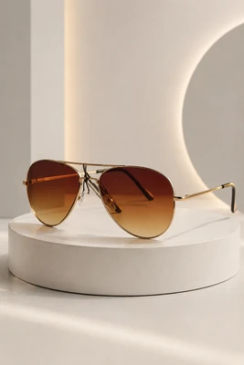 عینک آفتابی خلبانی زنانه مردانه Gold Aviator Brown Gradient