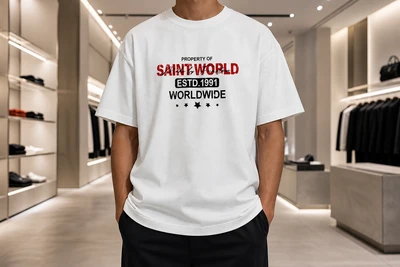 تیشرت لش مردانه رنگ سفید مدل Streetwear