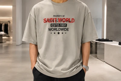 تیشرت لش مردانه خاکستری خاکی مدل Streetwear