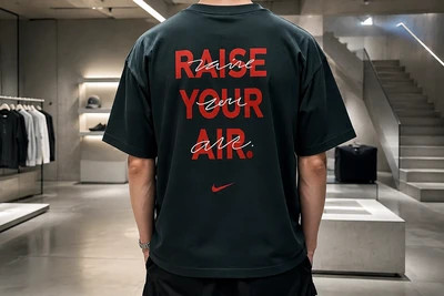 تیشرت مردانه سبز تیره مدل Raise Your Air اورسایز با چاپ پشت گرافیکی پشت