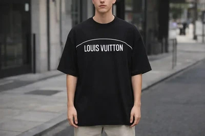 تی شرت مردانه گلدوزی مدل LOUIS VILTTON رنگ مشکی