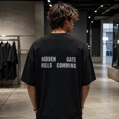 تیشرت مردانه باکسی (Oversized) پشت چاپدار | رنگ مشکی | Black Oversized Street-Style Graphic Tee