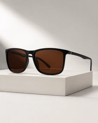 عینک آفتابی یونیسکس مشکی با لنز قهوه‌ای مدل Classic Soft Square