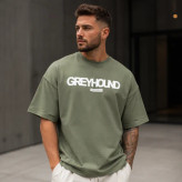 تیشرت مردانه لش باکسی سبز زیتونی جلو چاپ | طرح GREYHOUND ORIGINAL| استایل خیابانی مدرن