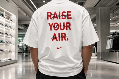 تیشرت مردانه سفیدمدل Raise Your Air اورسایز با چاپ پشت گرافیکی پشت
