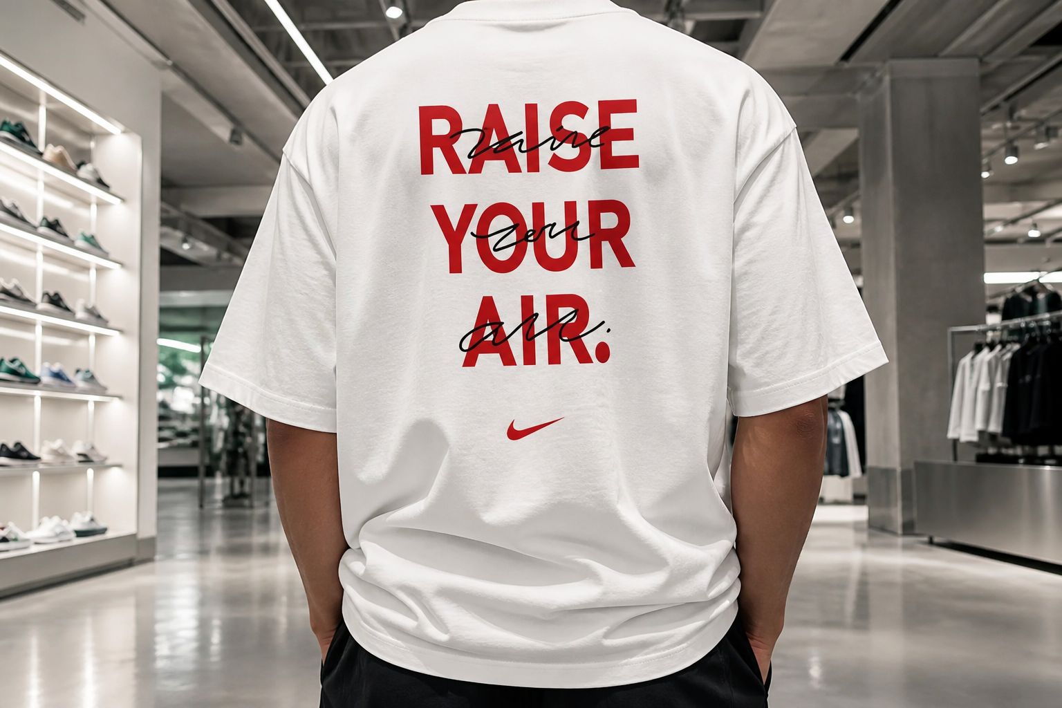 تیشرت مردانه سفیدمدل Raise Your Air اورسایز با چاپ پشت گرافیکی پشت