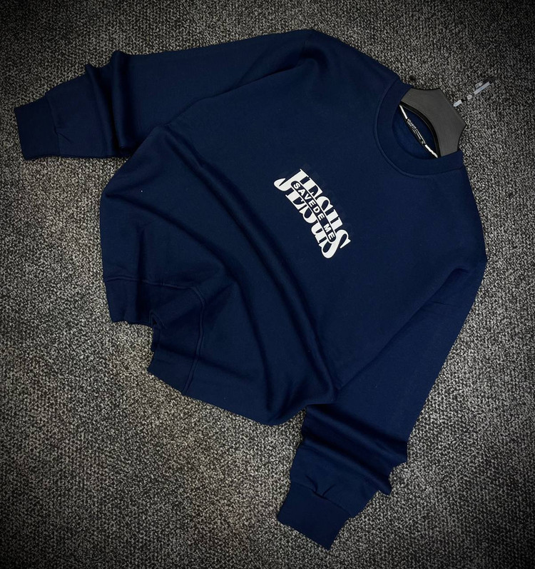 دورس پاییزه مردانه سه نخ پنبه گرم بالا گرافیکی رنگ سرمه ای SAVEDE ME | Cotton Sweatshirt