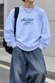 دورس پاییزه مردانه سه نخ پنبه گرم بالا رنگ ابی پاستیلی | Minimal Cotton Sweatshirt