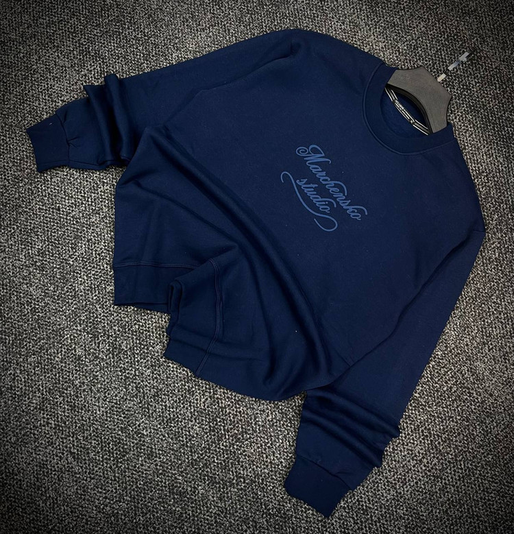 دورس پاییزه مردانه سه نخ پنبه گرم بالا رنگ سرمه ای | Minimal Cotton Sweatshirt