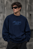 دورس پاییزه مردانه سه نخ پنبه گرم بالا رنگ سرمه ای | Minimal Cotton Sweatshirt