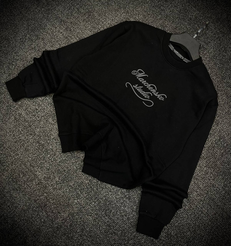 دورس پاییزه مردانه سه نخ پنبه گرم بالا رنگ مشکی | Minimal Cotton Sweatshirt