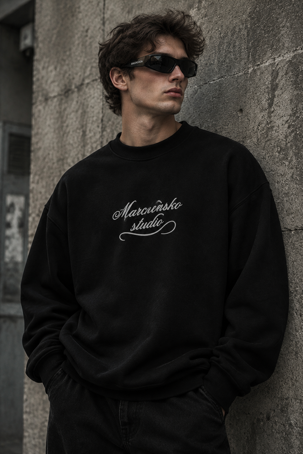 دورس پاییزه مردانه سه نخ پنبه گرم بالا رنگ مشکی | Minimal Cotton Sweatshirt