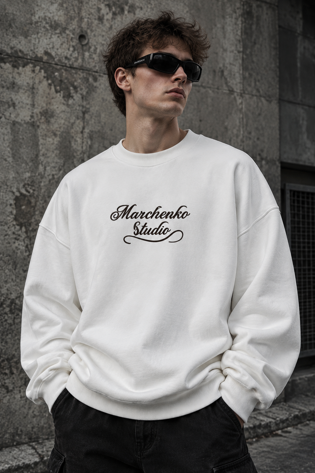 دورس پاییزه مردانه سه نخ پنبه گرم بالا رنگ سفید | Minimal Cotton Sweatshirt