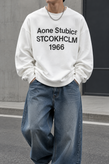 دورس گرم بالا مردانه پنبه سه نخ رنگ سفید تایپوگرافی 1966 | Navy Oversized Sweatshirt