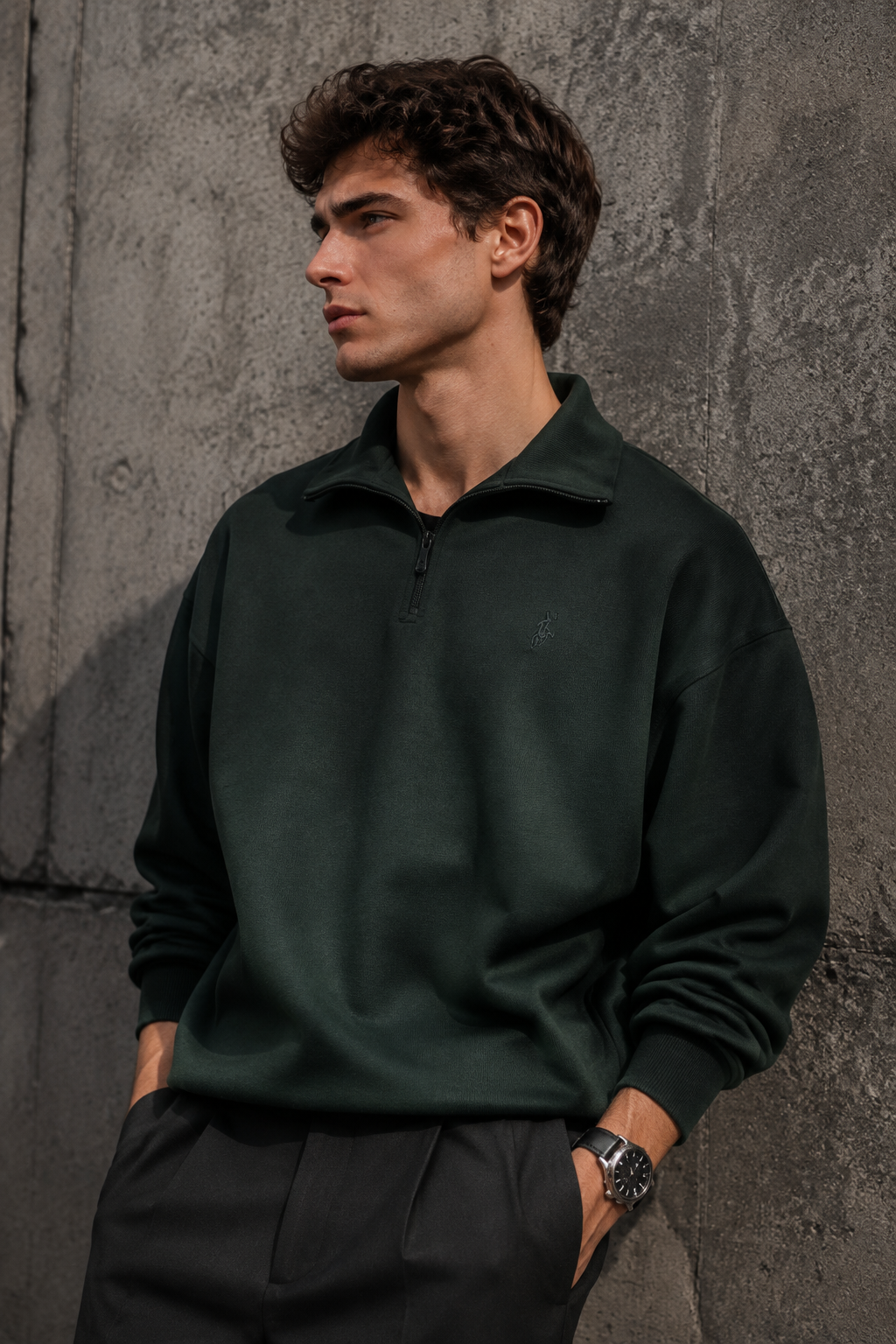 دورس اولد مانی ماندانا نیم زیپ مردانه رنگ سبز یشمی | Cream Half-Zip Sweatshirt