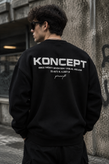 دورس یقه گرد مشکی با چاپ پشت طرح KONCEPT رنگ مشکی | Minimalist Crewneck