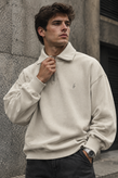 دورس اولد مانی ماندانا نیم زیپ مردانه رنگ کرم | Cream Half-Zip Sweatshirt