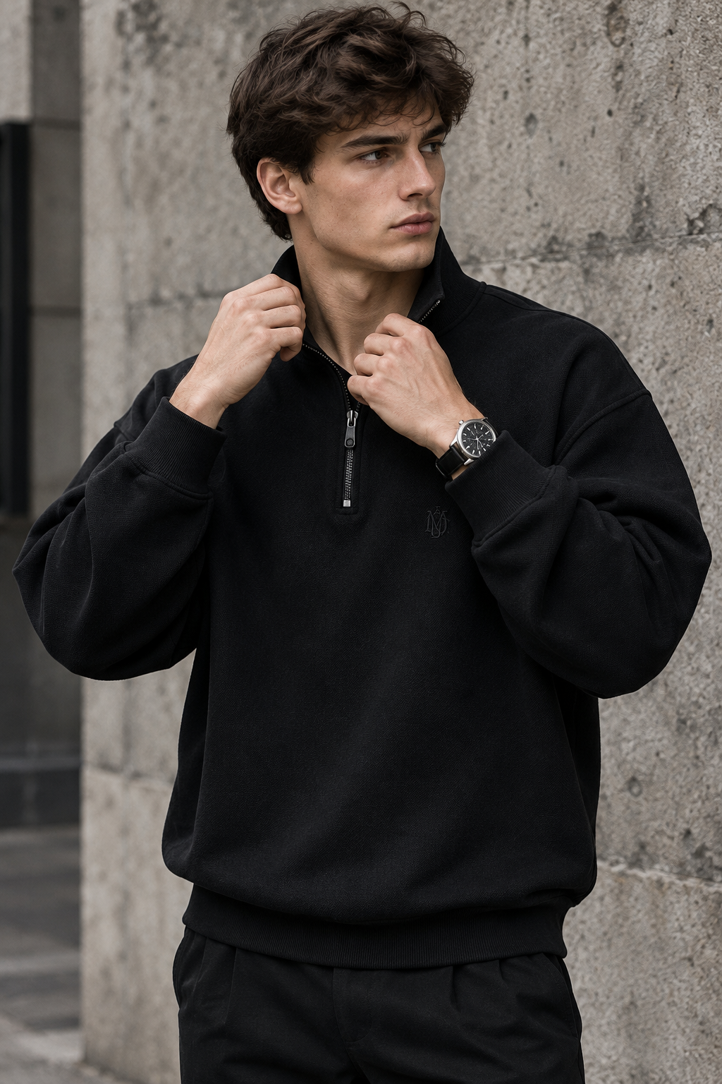 دورس اولد مانی ماندانا نیم زیپ مردانه رنگ مشکی | Cream Half-Zip Sweatshirt