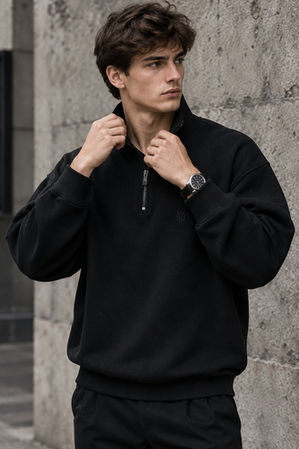 دورس اولد مانی ماندانا نیم زیپ مردانه رنگ مشکی | Cream Half-Zip Sweatshirt