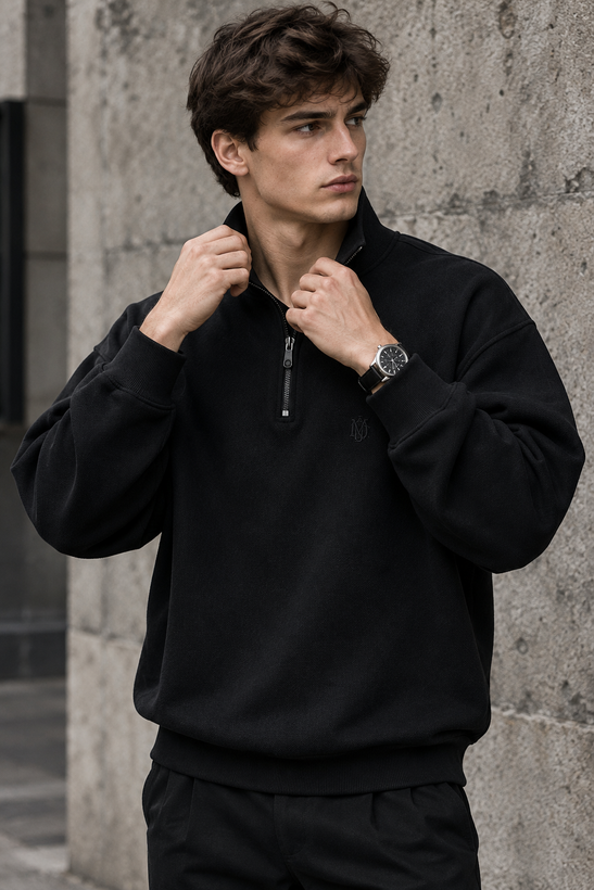 دورس اولد مانی ماندانا نیم زیپ مردانه رنگ مشکی | Cream Half-Zip Sweatshirt
