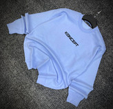 دورس یقه گرد مشکی با چاپ پشت طرح KONCEPT رنگ ابی پاستیلی | Minimalist Crewneck