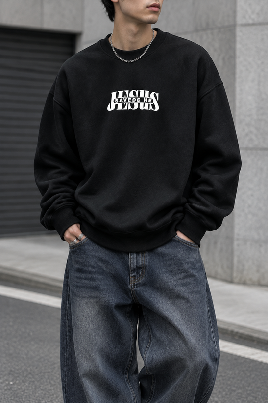 دورس پاییزه مردانه سه نخ پنبه گرم بالا گرافیکی رنگ مشکی SAVEDE ME | Cotton Sweatshirt