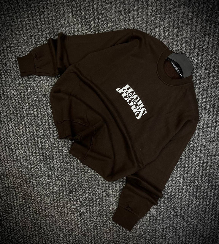 دورس پاییزه مردانه سه نخ پنبه گرم بالا گرافیکی رنگ قهوه ای موکا SAVEDE ME | Cotton Sweatshirt