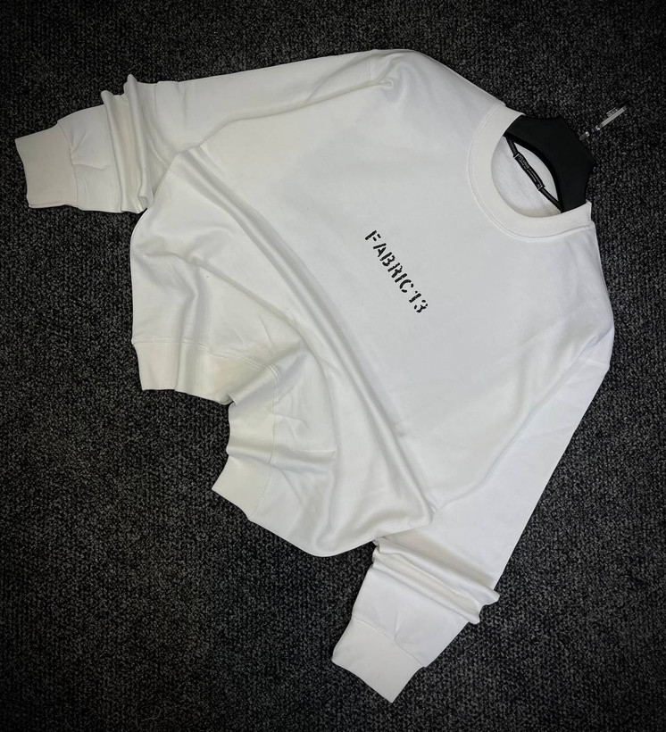 دورس سه نخ پنبه سفید FABRIC 13 مردانه | White Cotton Sweatshirt
