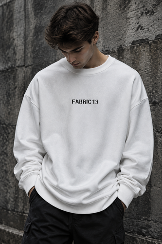 دورس سه نخ پنبه سفید FABRIC 13 مردانه | White Cotton Sweatshirt