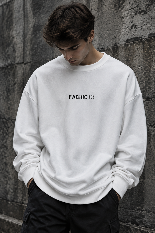 دورس سه نخ پنبه سفید FABRIC 13 مردانه | White Cotton Sweatshirt
