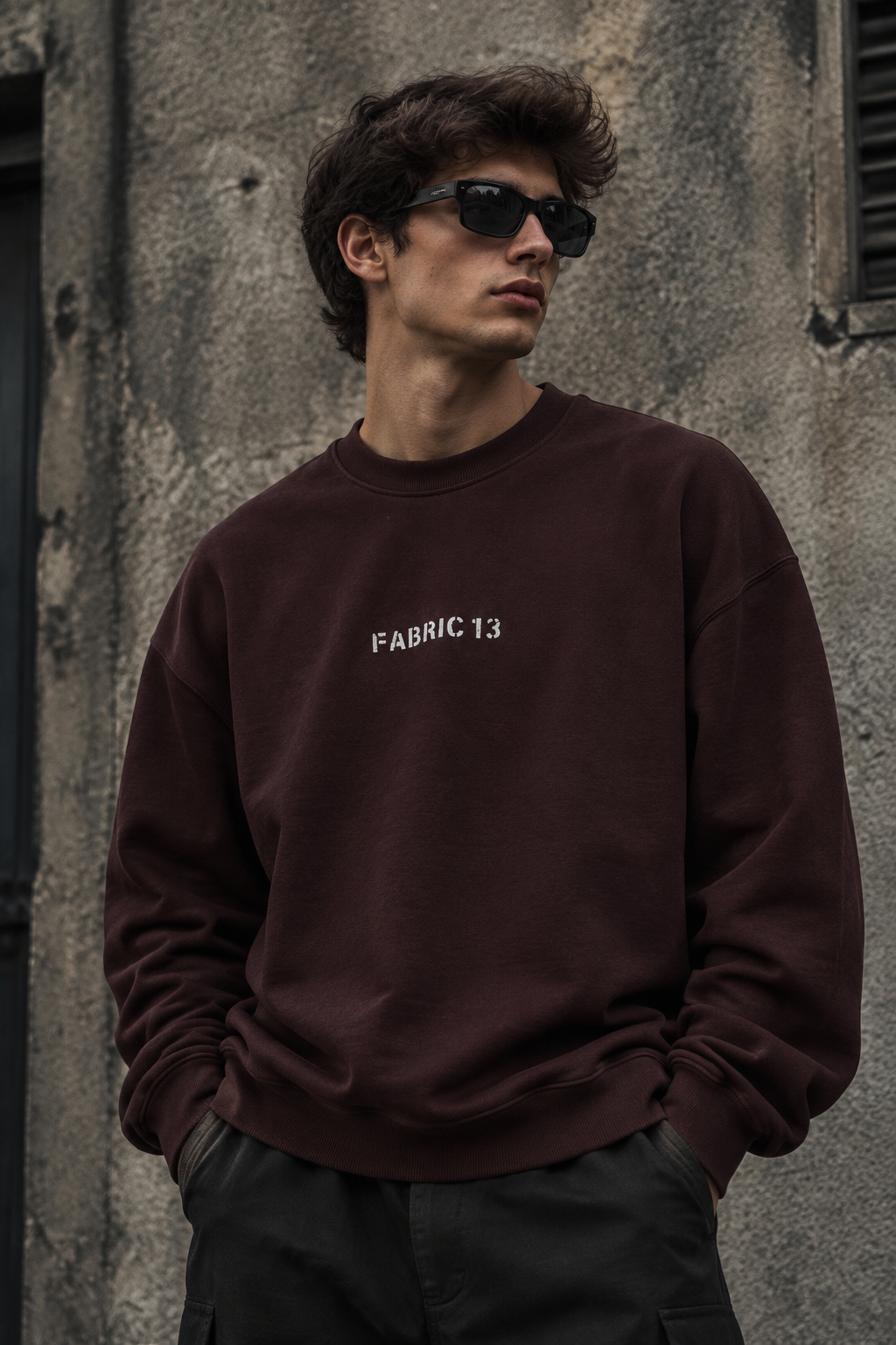 دورس مردانه پنبه سه نخ گرم بالا قهوه ای موکا طرح FABRIC 13 | Men’s Sweatshirt