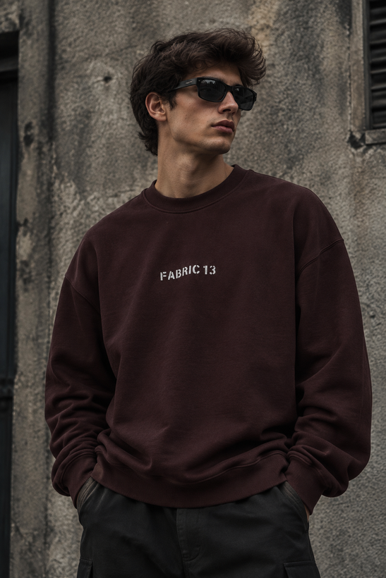 دورس مردانه پنبه سه نخ گرم بالا قهوه ای موکا طرح FABRIC 13 | Men’s Sweatshirt