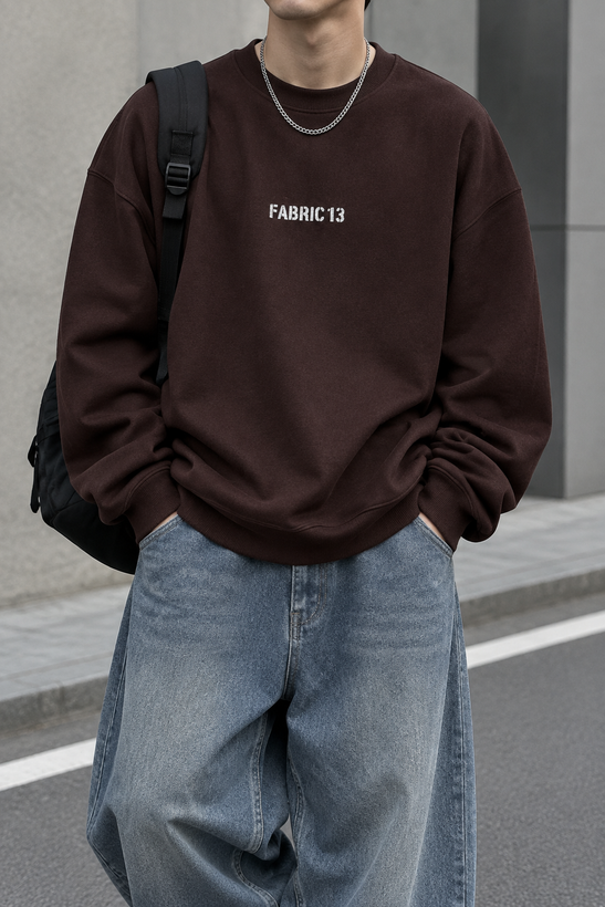 دورس مردانه پنبه سه نخ گرم بالا قهوه ای موکا طرح FABRIC 13 | Men’s Sweatshirt