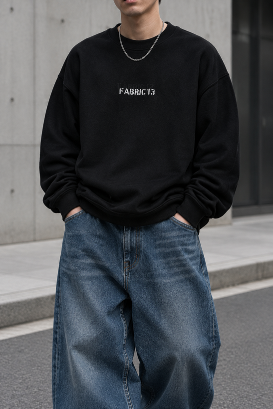 دورس مردانه پنبه سه نخ گرم بالا رنگ مشکی طرح FABRIC 13 | Men’s Sweatshirt