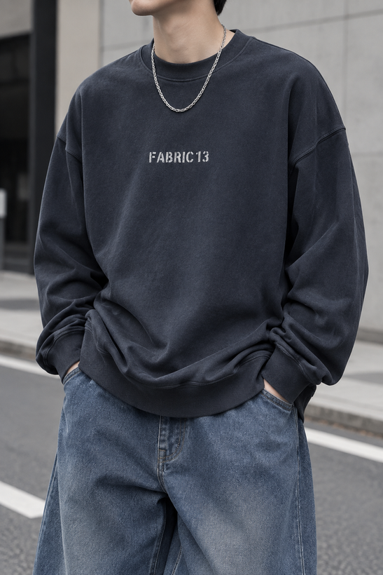 دورس مردانه پنبه سه نخ گرم بالا رنگ خاکستری دودی طرح FABRIC 13 | Men’s Sweatshirt