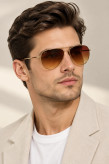 عینک آفتابی خلبانی زنانه مردانه Gold Aviator Brown Gradient