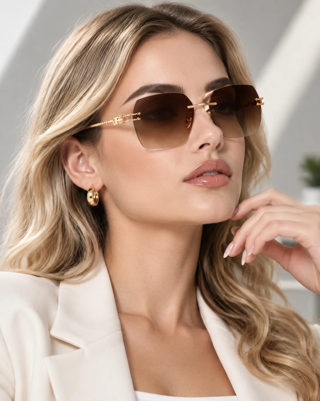 عینک زنانه فشن لنز طیف‌دار کاراملی دسته زنجیری | Warm Amber Eyewear
