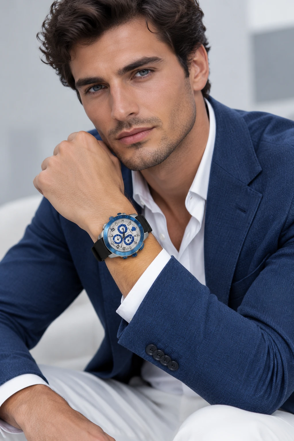 VERSACE Oceanic Edge | ساعت کرونوگراف ورساچه ادیشن بلو متالیک