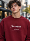 دورس مردانه یقه گرد سه نخ زرشکی طرح تایپوگرافی پشت چاپ LIONIDAS | Urban Crewneck